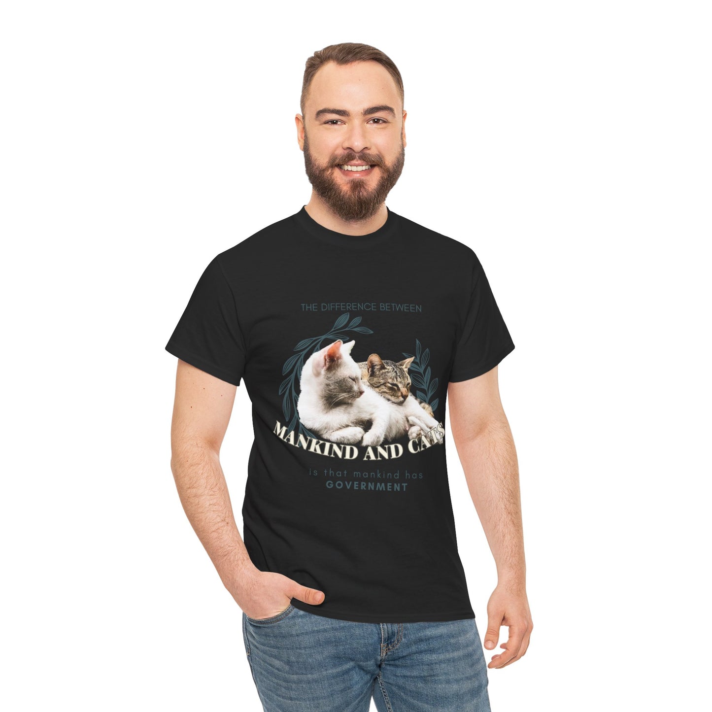 The Feline Free T-Shirt: No Government Needed"Mankind has government" 🐾🏛️