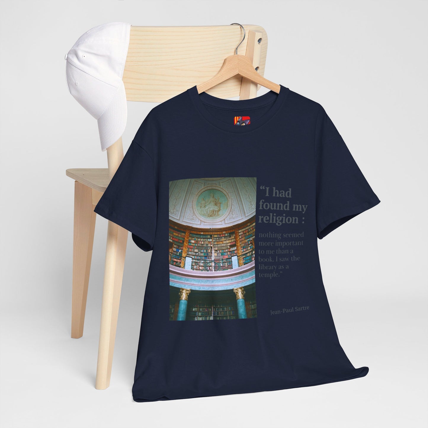 The Bookworm Sanctuary T-Shirt: My Library, My Temple"Library as a temple" Jean-Paul Sartre