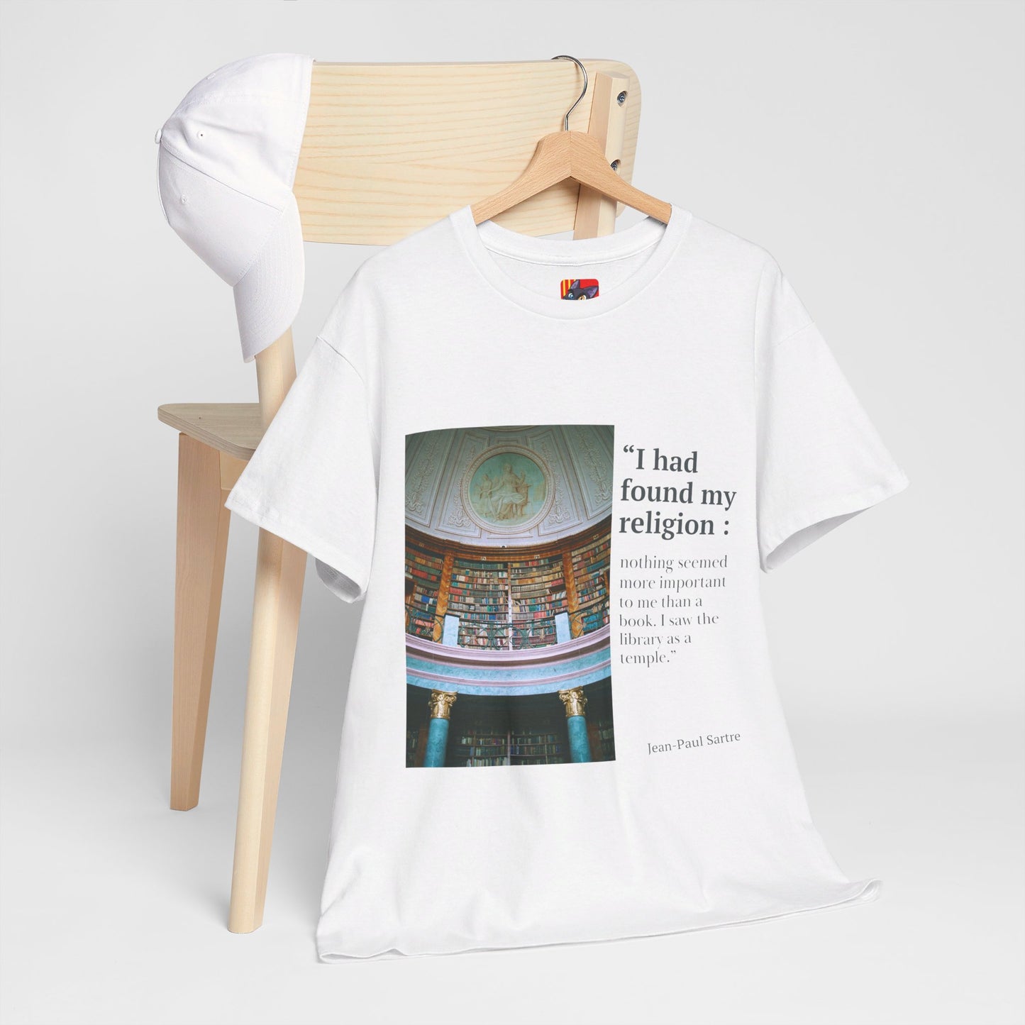 The Bookworm Sanctuary T-Shirt: My Library, My Temple"Library as a temple" Jean-Paul Sartre