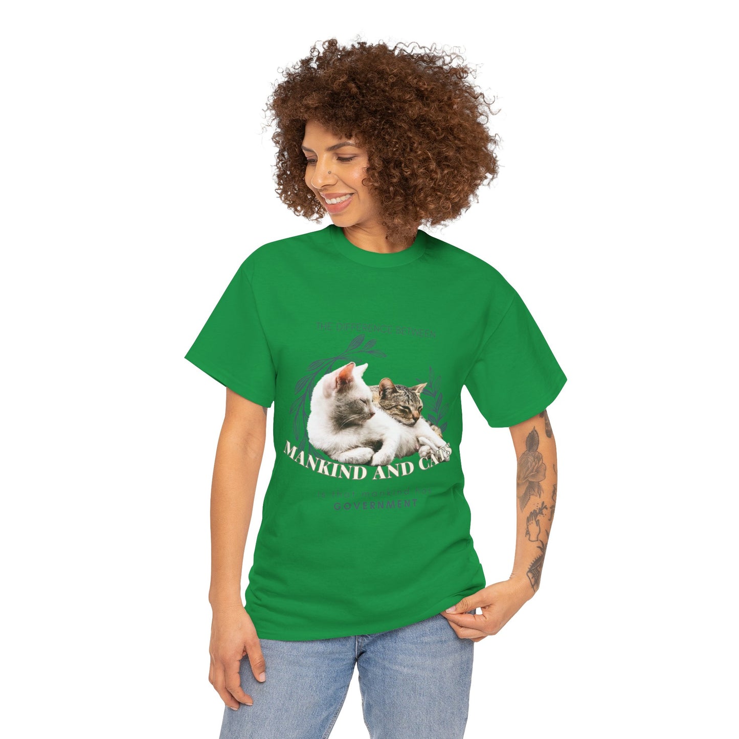 The Feline Free T-Shirt: No Government Needed"Mankind has government" 🐾🏛️