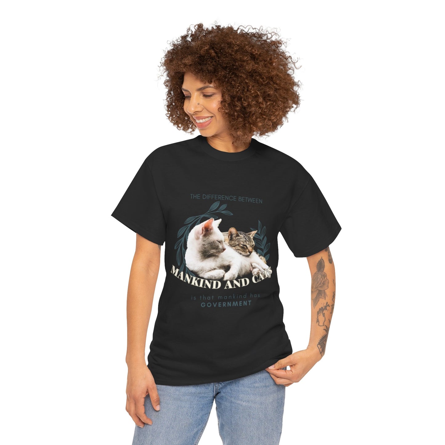 The Feline Free T-Shirt: No Government Needed"Mankind has government" 🐾🏛️