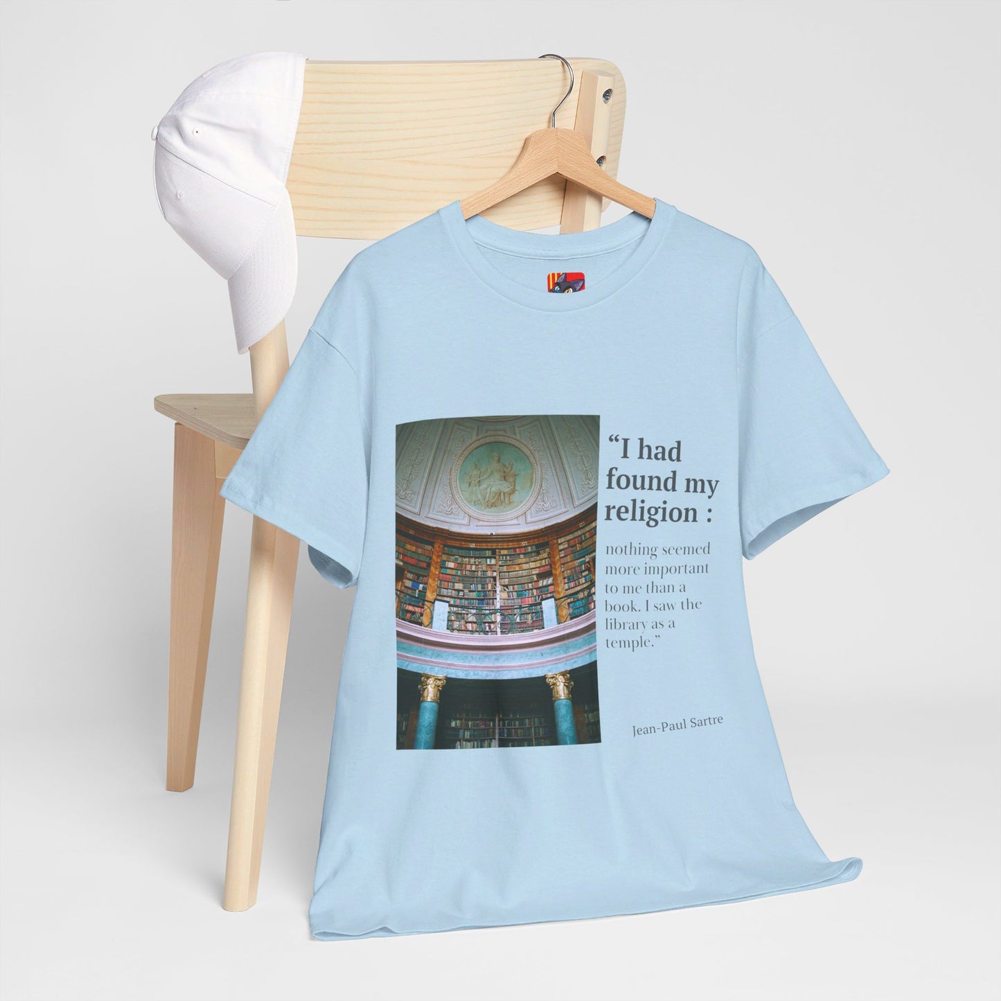 The Bookworm Sanctuary T-Shirt: My Library, My Temple"Library as a temple" Jean-Paul Sartre