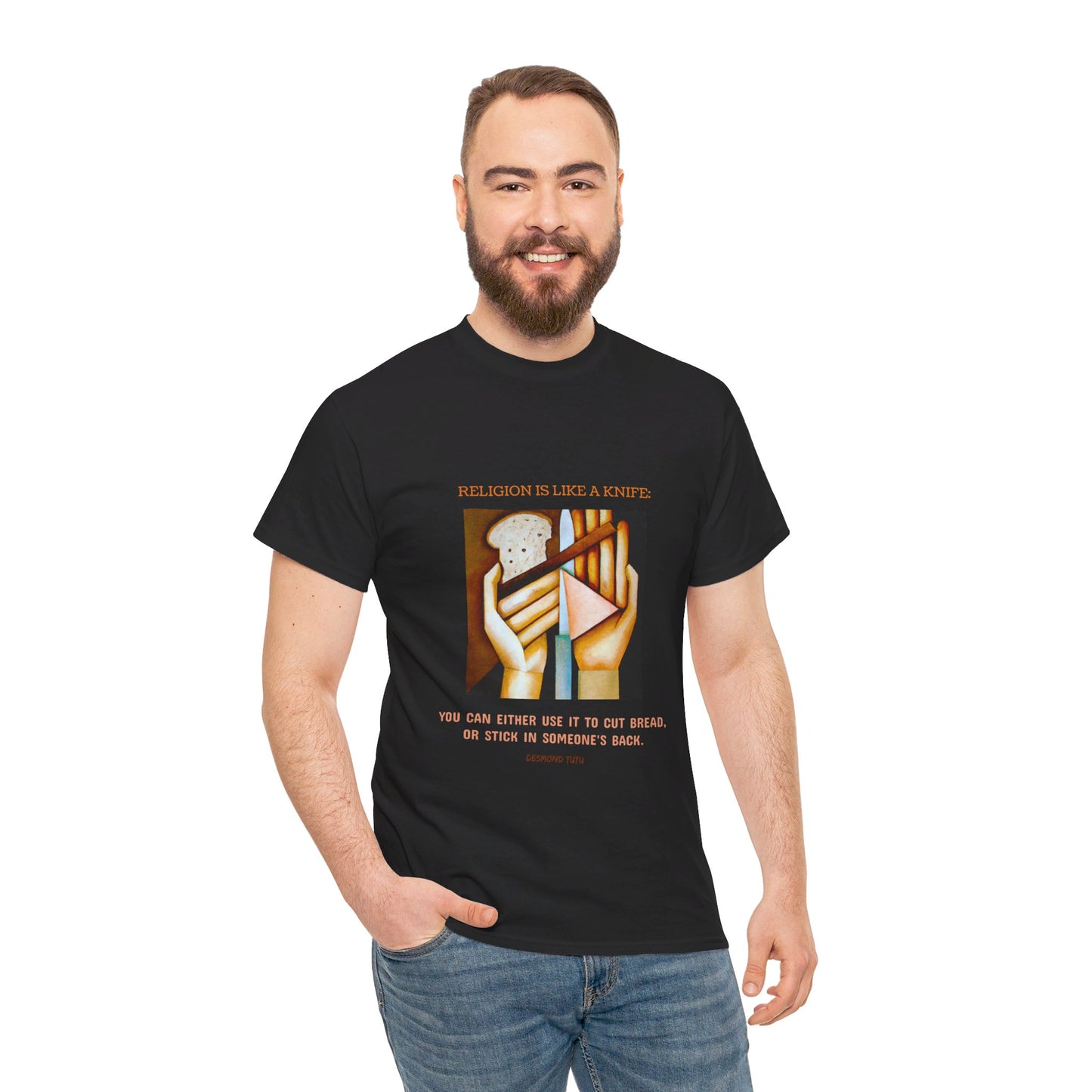 The Double-Edged Sword T-Shirt: Use Your Power Wisely"Religion is like a knife..." Desmond Tutu