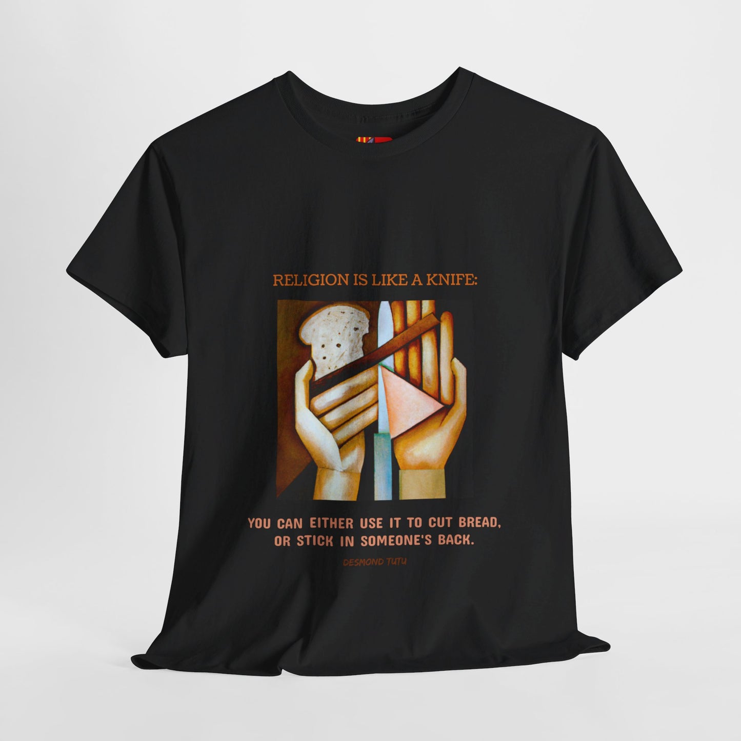 The Double-Edged Sword T-Shirt: Use Your Power Wisely"Religion is like a knife..." Desmond Tutu