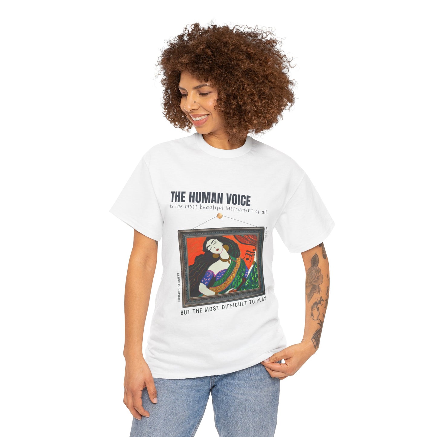 Human Voice: Beautiful & Challenging - Luciano Pavarotti Quote Tee Richard Strauss